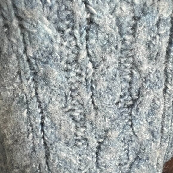 LL Bean Womens Cardigan Blue Gray Wool Blend Button Up Sz M Fishermans Cozy - Picture 6 of 7
